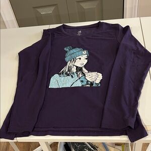 Ripzone Purple Graphic Long Sleeve Tee with Blue Illustration